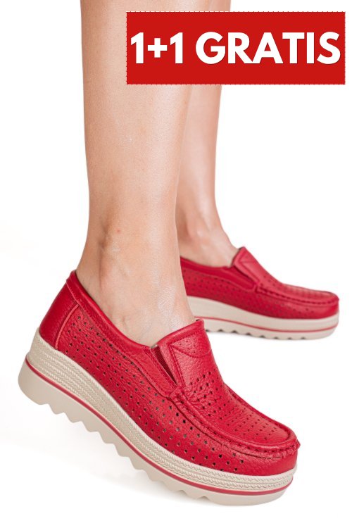 Mocasini rosii piele naturala mspm220