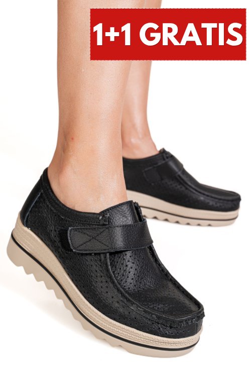 Mocasini negri piele naturala mspm220