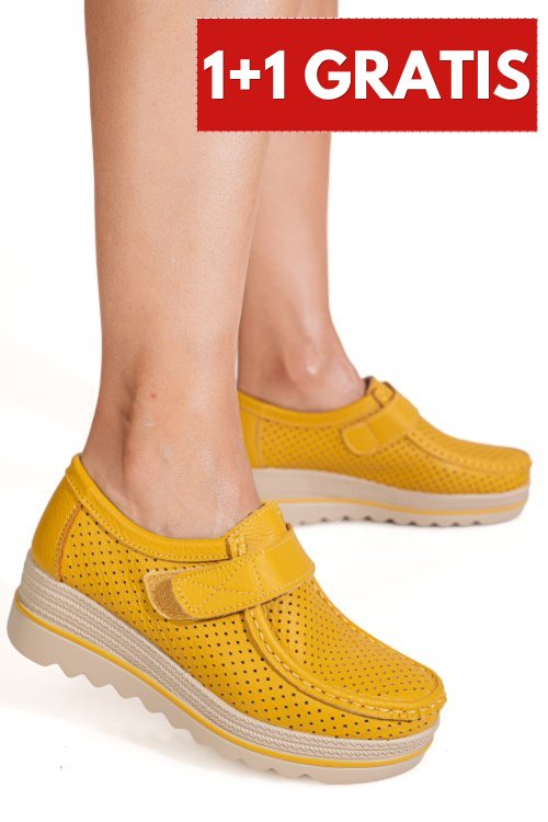 Mocasini galbeni piele naturala mspm220