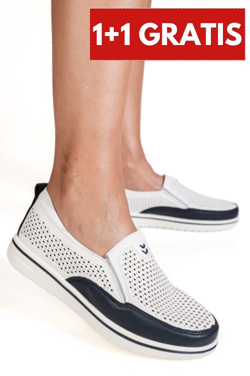 Mocasini alb albastru piele naturala 1sp26010