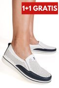 MOCASINI ALB ALBASTRU PIELE NATURALA 1SP26010