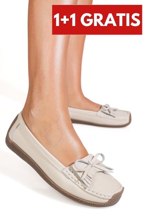 Mocasini bej piele naturala 5sp81