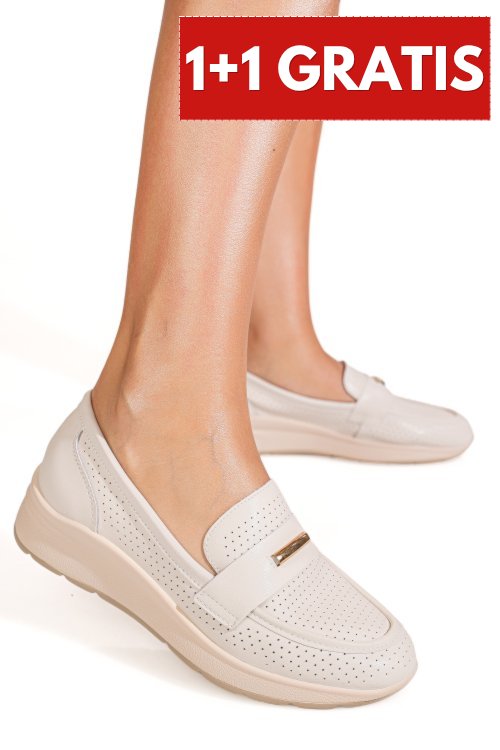 Mocasini bej piele naturala qspl783