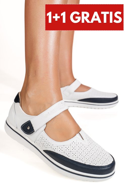 Mocasini alb albastru piele naturala 1sp2609