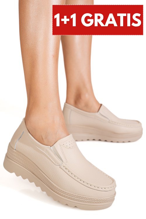 Mocasini bej piele naturala mspm221