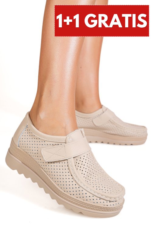 Mocasini bej piele naturala mspm220