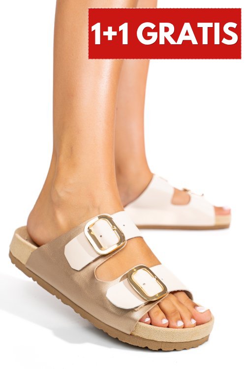 Papuci bej piele naturala es772051