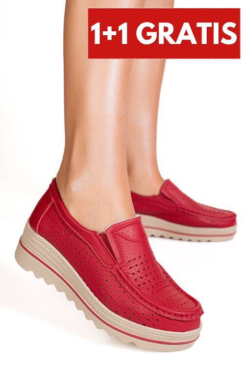 Mocasini rosii piele naturala mspm221