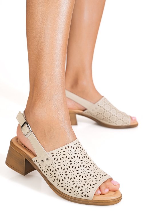 Sandale bej piele naturala tpc8049