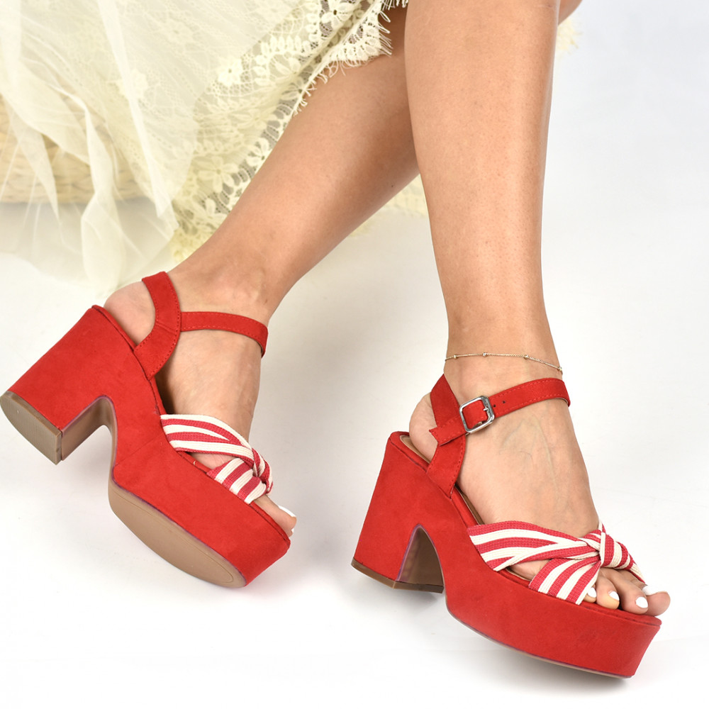 SANDALE RED WHITE SUEDE 8SPS0292