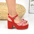 SANDALE RED WHITE SUEDE 8SPS0292
