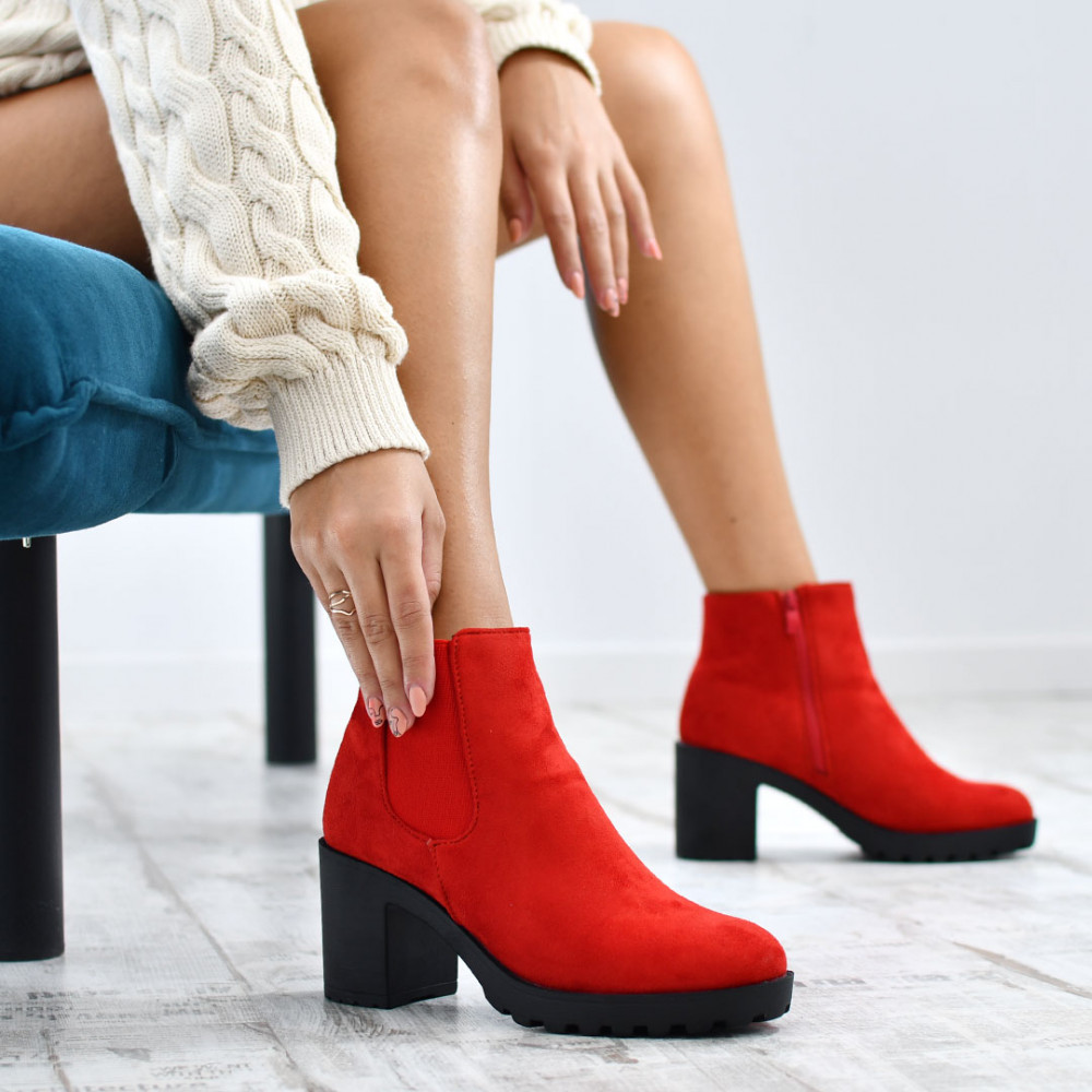 BOTINE RED SUEDE FSPH-009