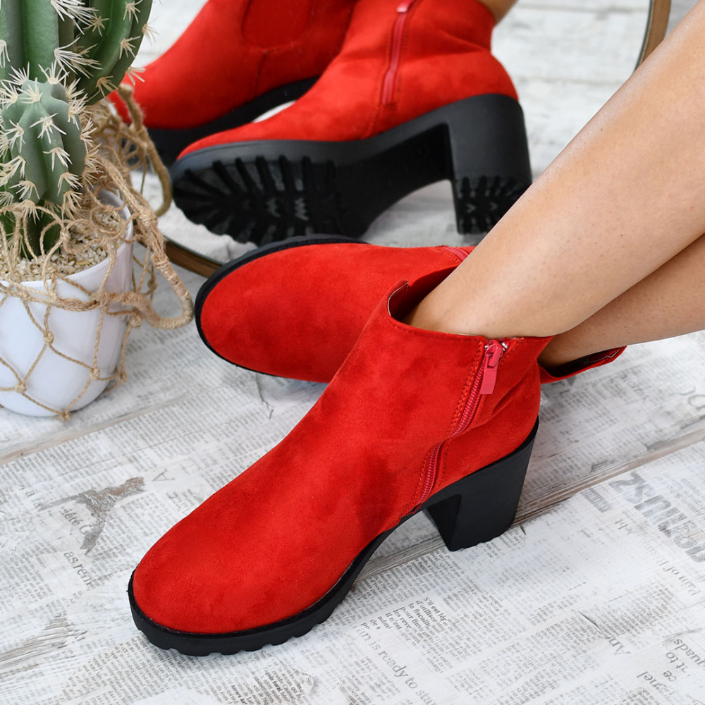 BOTINE RED SUEDE FSPH-009