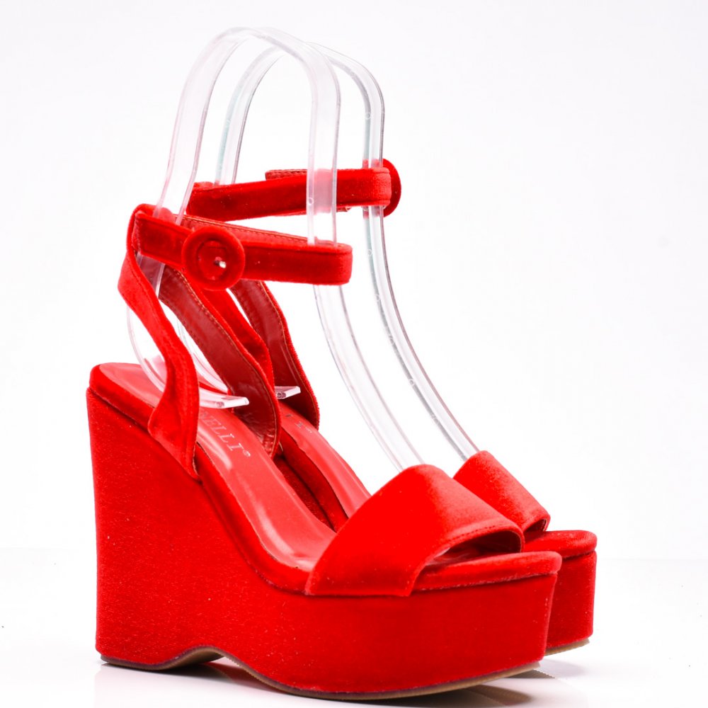 SANDALE RED SUEDE CRISTAL