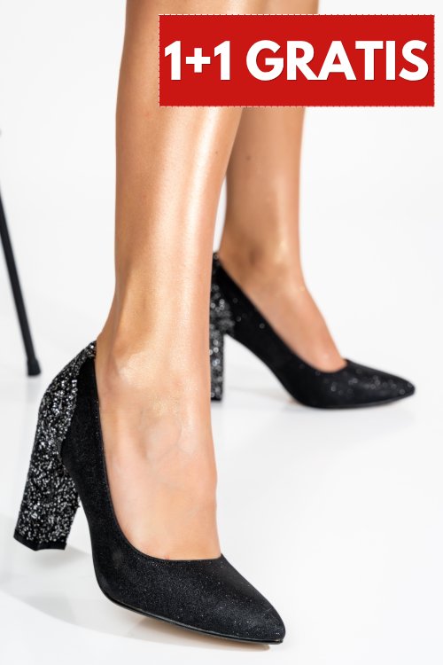 Pantofi black gun glitter bsp608-2