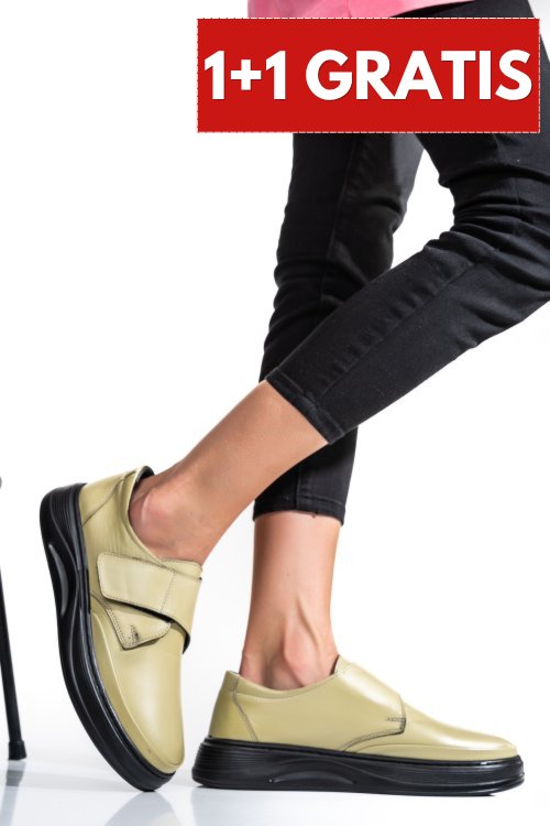 Pantofi olive piele naturala apckd440