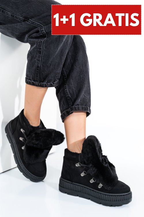 Ghete imblanite black suede bspf18-216