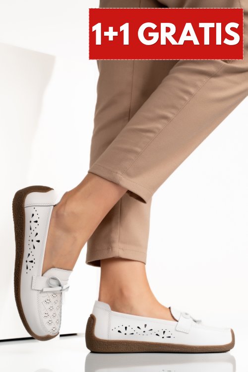 Mocasini albi piele naturala 6sp636