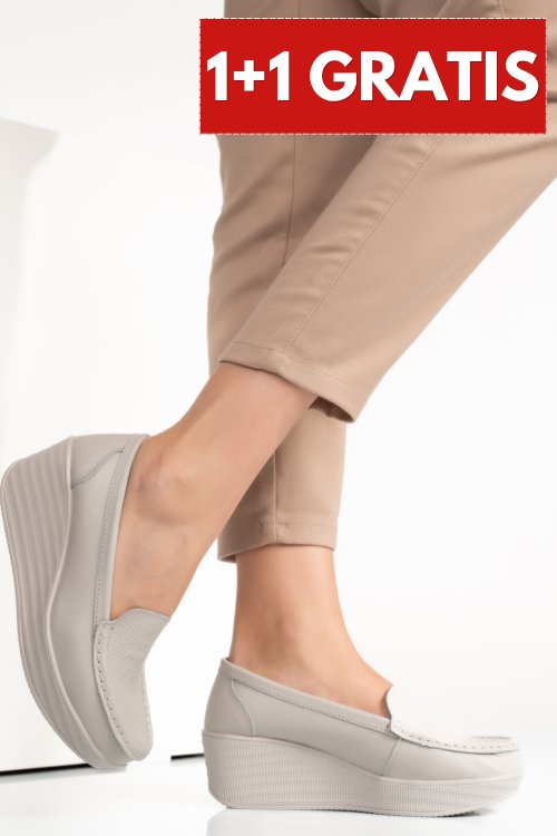 Pantofi gri piele naturala hsp17-89