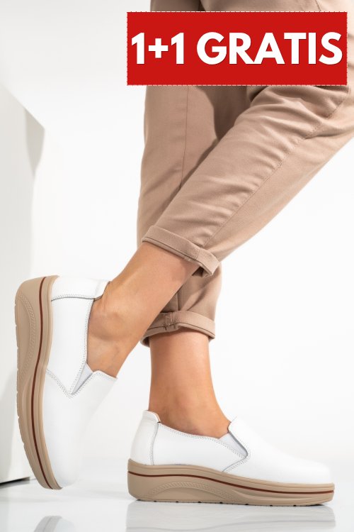 Pantofi albi piele naturala 1sp160