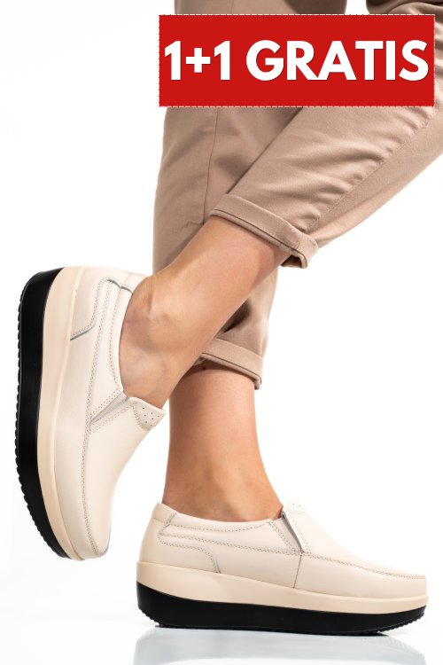 Pantofi beige piele naturala 1sp158
