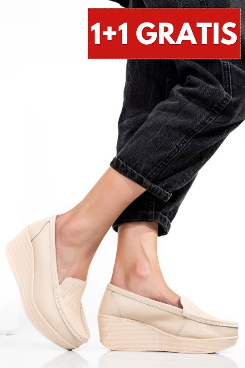 Pantofi bej piele naturala hsp17-89