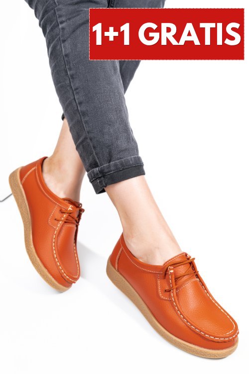 Mocasini orange piele naturala 8sp517