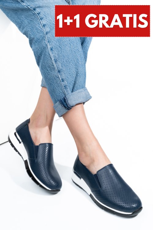 Pantofi sport navy piele naturala 6sp212