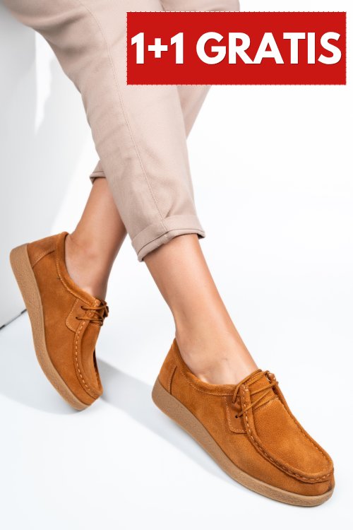 Mocasini camel piele naturala intoarsa 8sp517-1