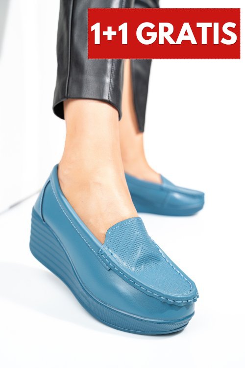 Pantofi albastri piele naturala hsp17-89