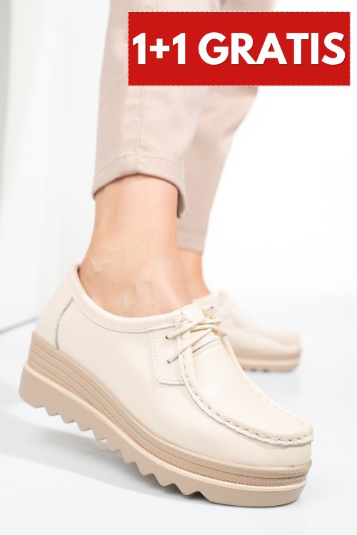 Pantofi beige piele naturala 1sp151-1
