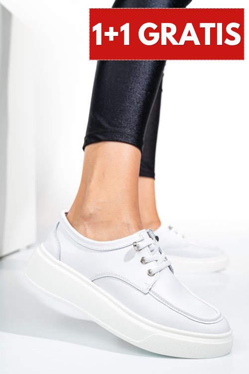 Pantofi sport albi piele naturala asp23146
