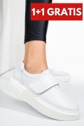 PANTOFI SPORT ALBI PIELE NATURALA ASP76219