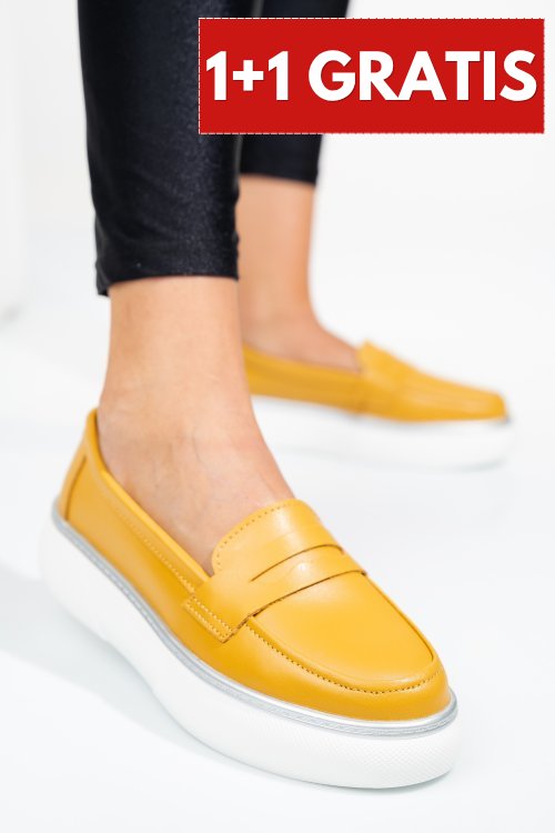 Mocasini galbeni piele naturala asp2318