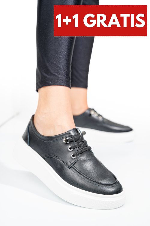 Pantofi sport negri piele naturala asp23146