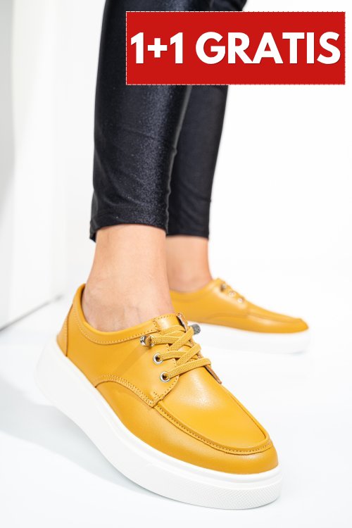 Pantofi sport galbeni piele naturala asp23146