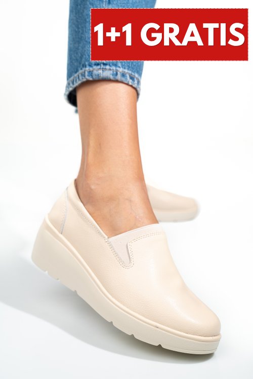 Pantofi bej piele naturala 3sp109