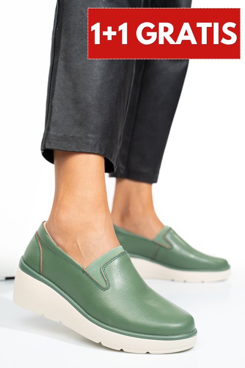 Pantofi verzi piele naturala 3sp109