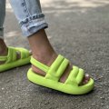 Sandale Dama cu Platforma Verzi din Textil Jaka