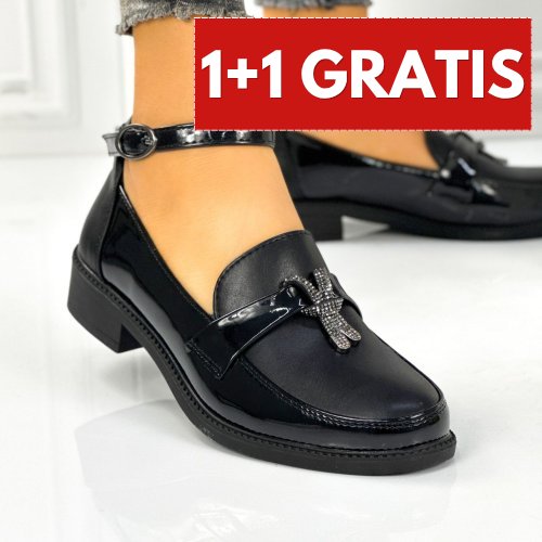 Pantofi casual dama negri din piele ecologica lofires