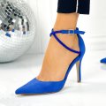 Pantofi Dama Stiletto Albastri din Piele Ecologica intoarsa Nelora