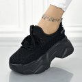 Pantofi Sport Dama cu Platforma Negri din Textil Pasovia
