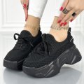 Pantofi Sport Dama cu Platforma Negri din Textil Pasovia