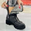 Ghete Dama Lungi Imblanite Negre din Piele Ecologica Lindo