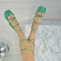 Sandale cu Toc si Platforma Verzi din Piele Ecologica Mertisia