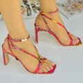 Sandale cu Toc Fuchsia din Piele Ecologica Sozane