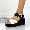 Sandale cu platforma Albe din Piele Ecologica Ebelive