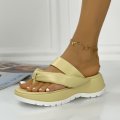 Papuci cu Platforma Galbeni din Piele Ecologica Yanara
