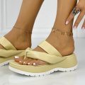 Papuci cu Platforma Galbeni din Piele Ecologica Yanara