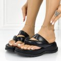 Papuci cu Platforma Negri din Piele Ecologica Yanara